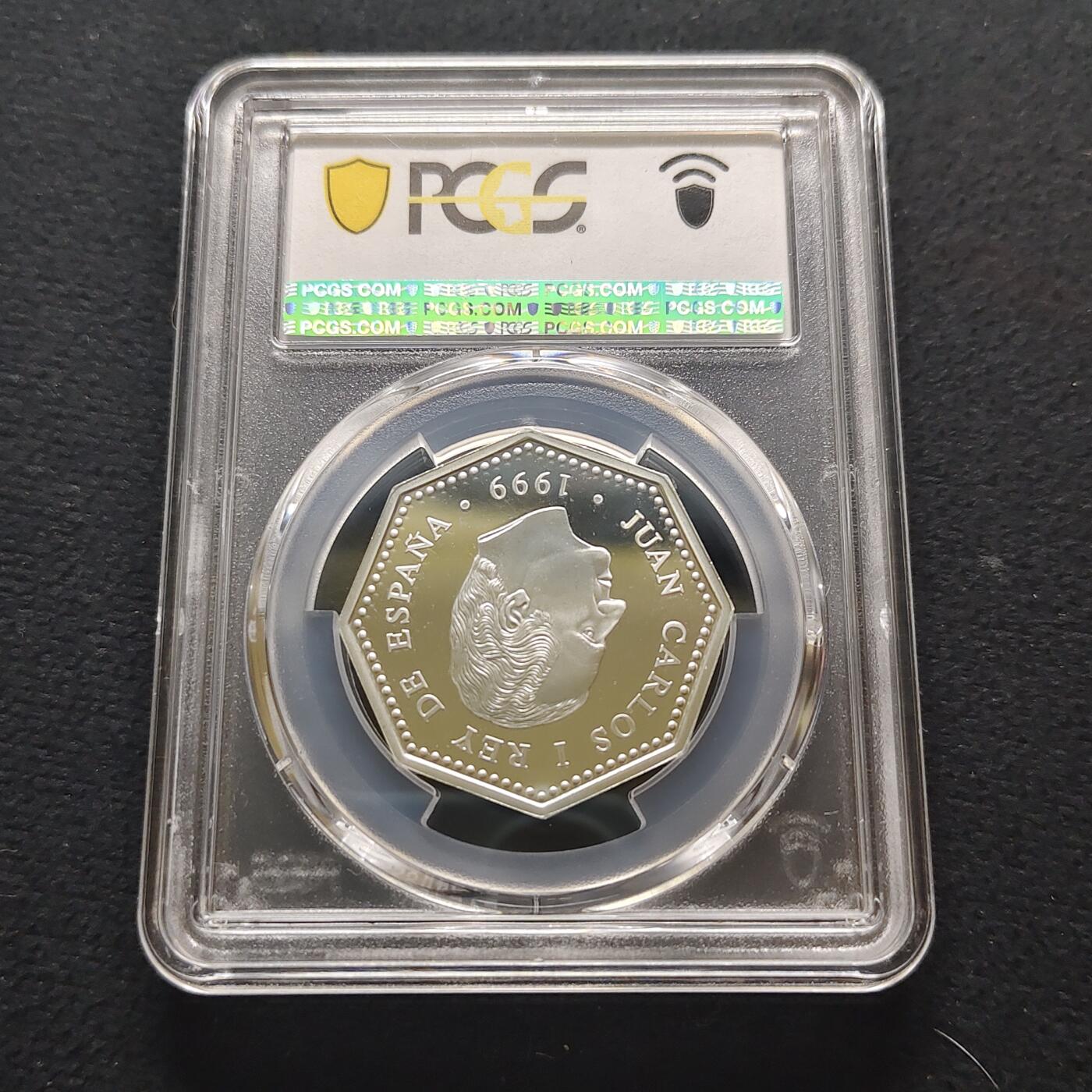 【全场包邮】纯粹捡漏拍481场（免费代拍第18场） 西班牙1999年1500比塞塔千禧年精制纪念银币-PCGS PR67 DCAM