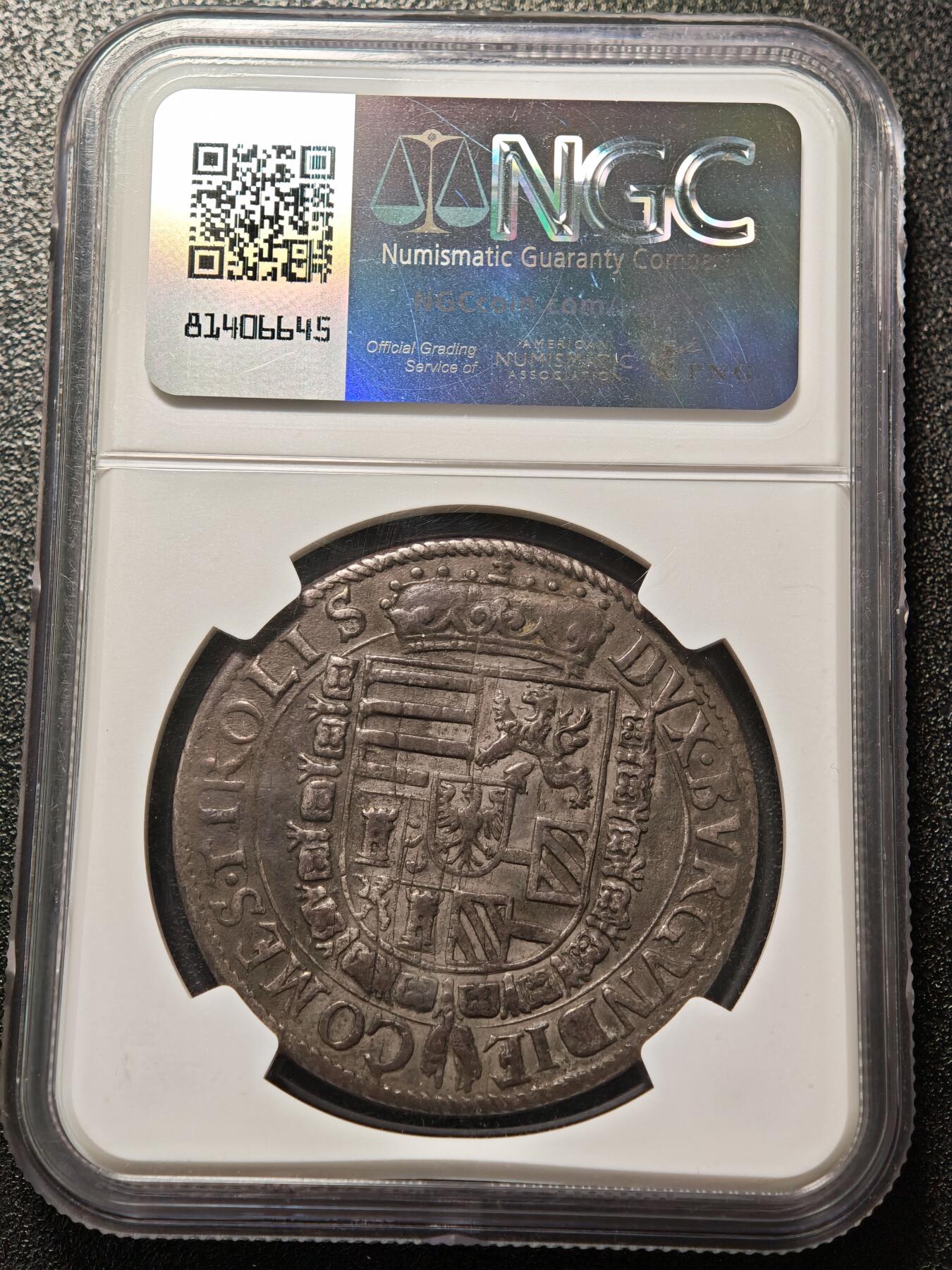 【德藏】世界币章拍卖第155期（拍品征集中~欢迎藏友联系） 1564-95年 神圣罗马帝国费迪南德泰勒大银币 NGC XF 原味包浆 状态好