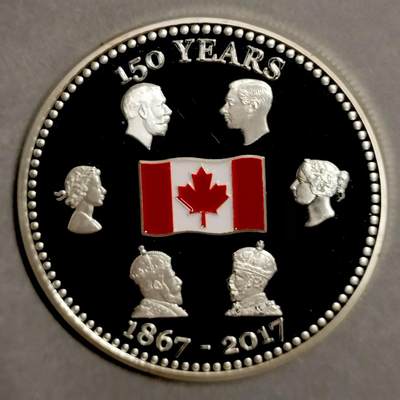 长老汇蛇年精选第七十九场拍卖 - 2017加拿大联邦成立150周年彩色精制克朗型纪念镀银章，40mm，28.72克