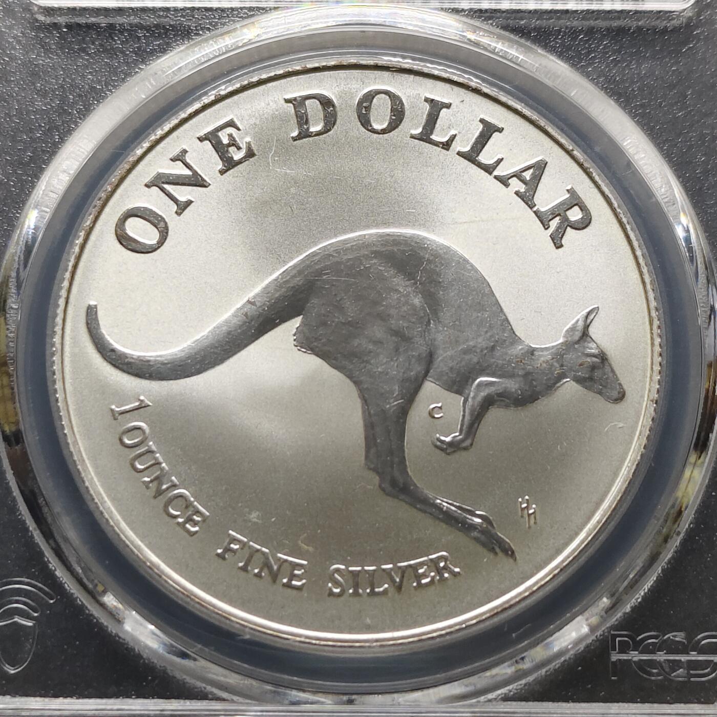 【全场包邮】纯粹捡漏拍481场（免费代拍第18场） 澳大利亚1993年1元袋鼠1盎司31.1克999纯银-PCGS MS67