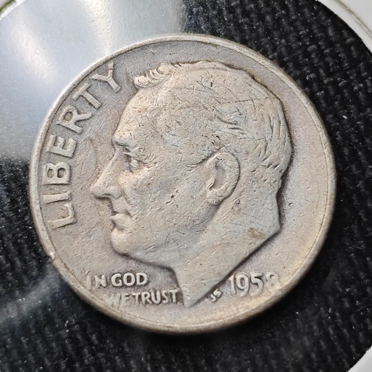 KK钱币收藏小铺 （套币 好品/批量散币 银币）专场  2月预留时间 周末发货  1958美国10分银币