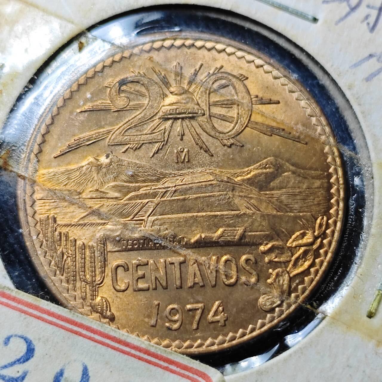 KK钱币收藏小铺 （套币 好品/批量散币 银币）专场  2月预留时间 周末发货   1974墨西哥20分铜币 好品