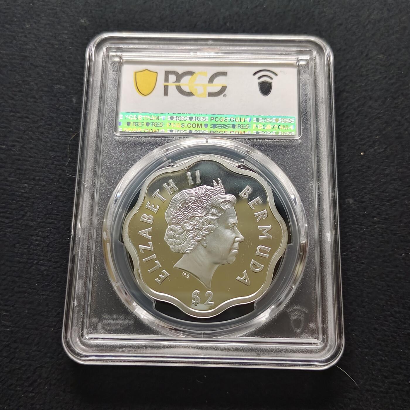 【全场包邮】纯粹捡漏拍481场（免费代拍第18场） 百慕大群岛2000年2元千禧年局部镀金精制纪念银币-PCGS PR67 DCAM