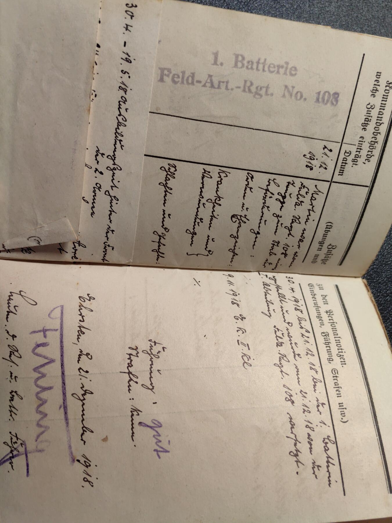 靖甫拍卖第十二场 帝德士兵证1917签发 内含战后法国签发的边境签证 得主曾获二铁