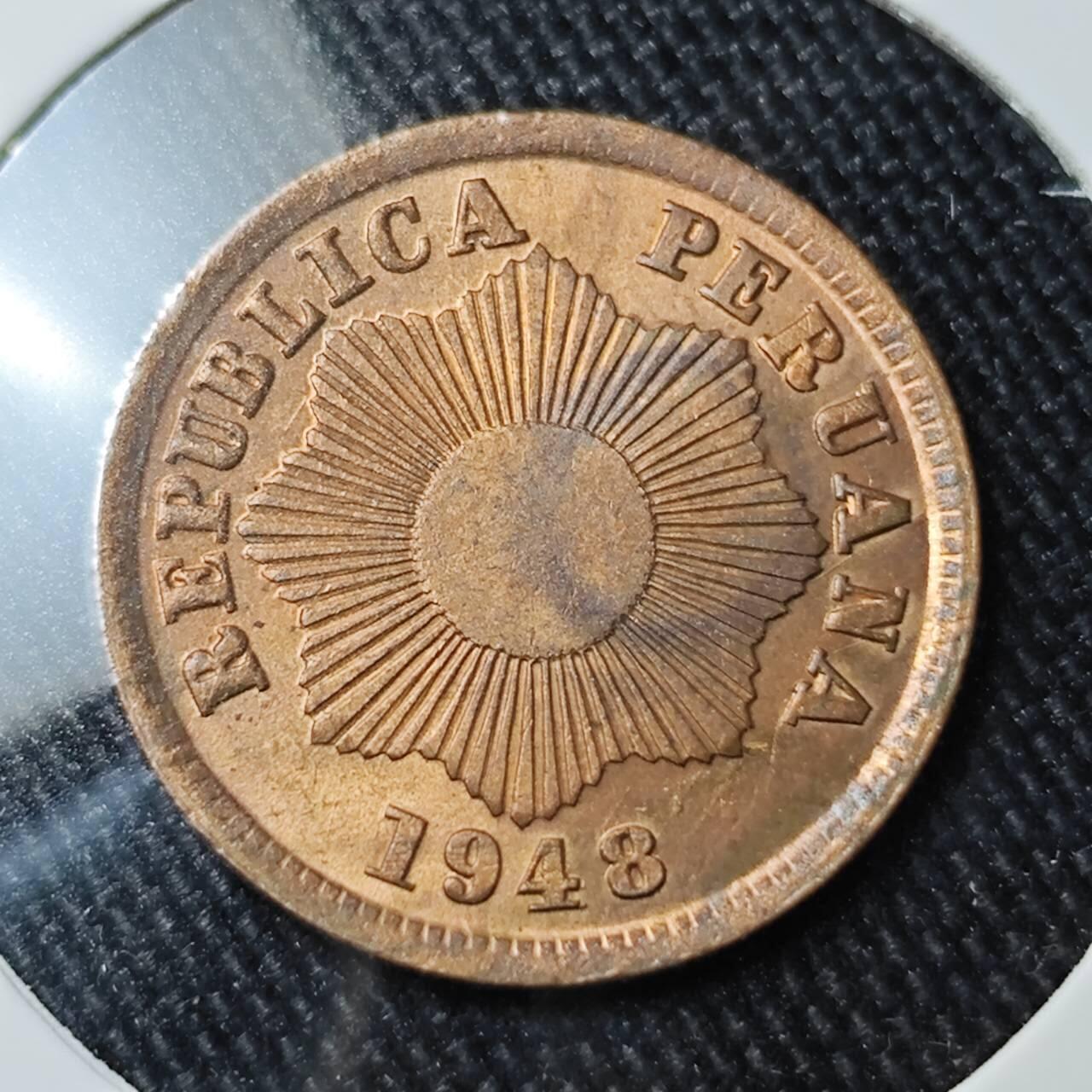 KK钱币收藏小铺 （套币 好品/批量散币 银币）专场  2月预留时间 周末发货  1948秘鲁1分铜币 好品