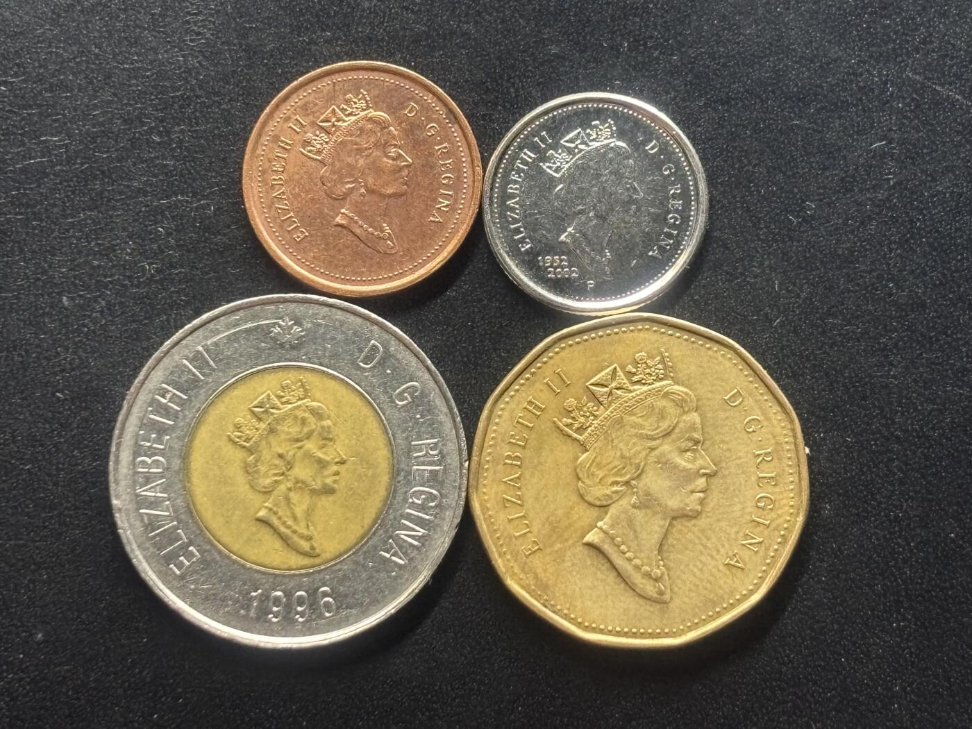 邮泉阁限时拍卖第三十七场 英国殖民地、属地硬币专场（硬币在国外。请付邮费6元。） 加拿大中年版4枚