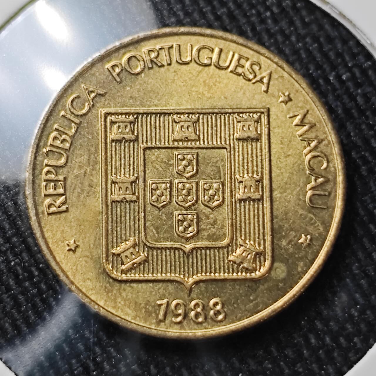 KK钱币收藏小铺 （套币 好品/批量散币 银币）专场  2月预留时间 周末发货  1988澳门福一毫铜币 好品