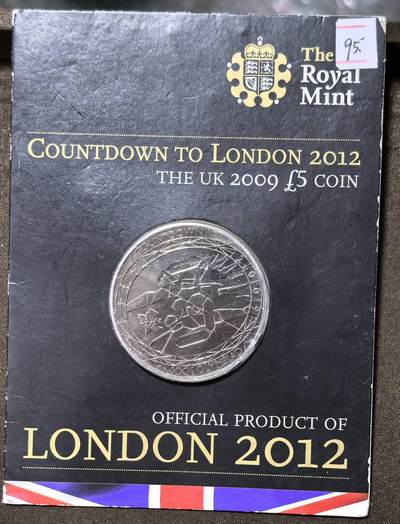 北京马甸外国币专卖第147期，外国币专场，陆续上拍，欢迎关注 - 2012年英国伦敦奥运会5镑纪念币倒计时三