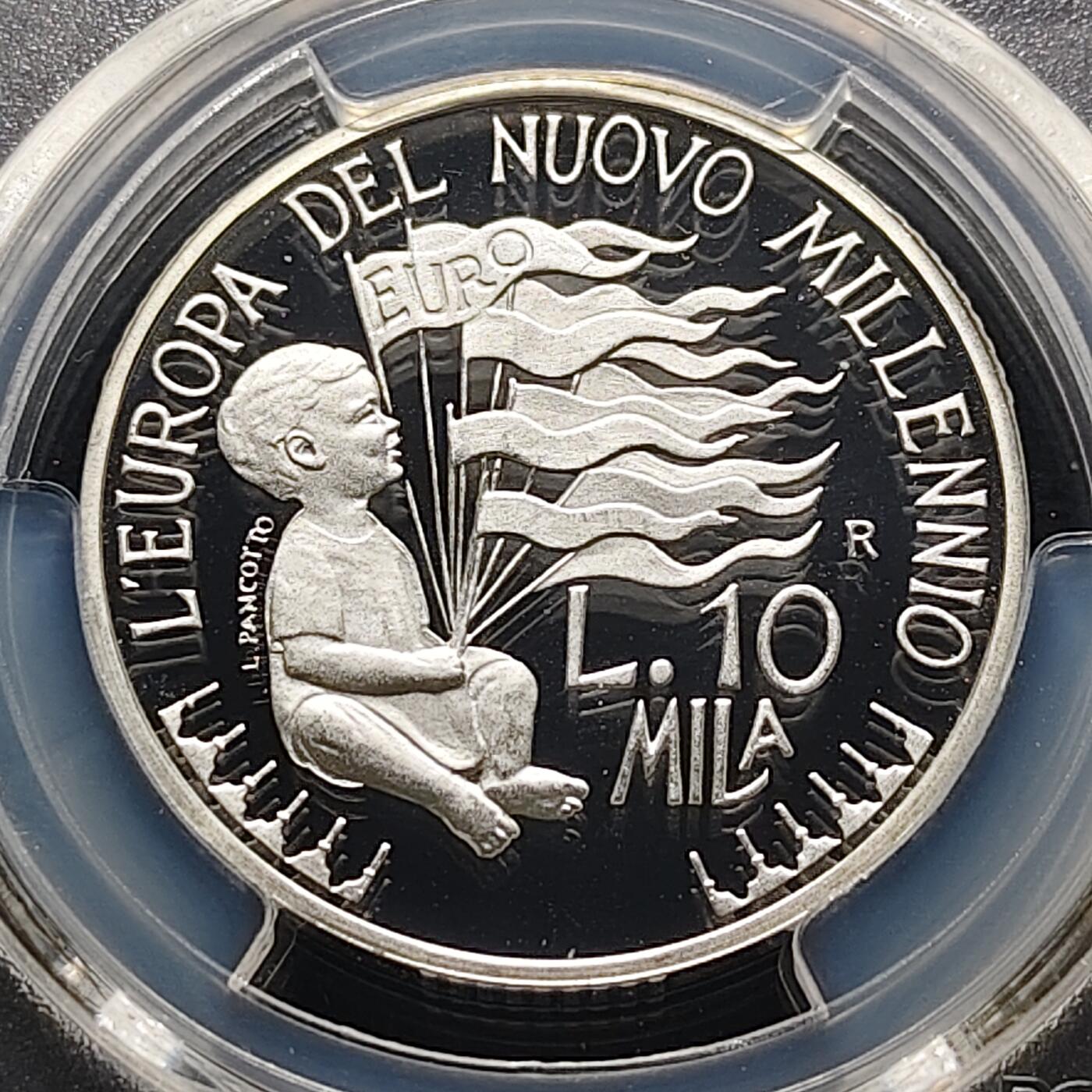 【全场包邮】纯粹捡漏拍481场（免费代拍第18场） 圣马力诺1998年10000里拉千禧年精制纪念银币-PCGS PR69 DCAM