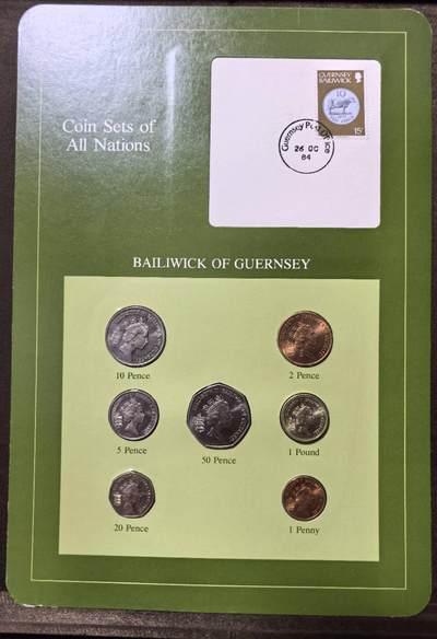 北京马甸外国币专卖第147期，外国币专场，陆续上拍，欢迎关注 - 福兰克林卡装：格恩济1985年版套币