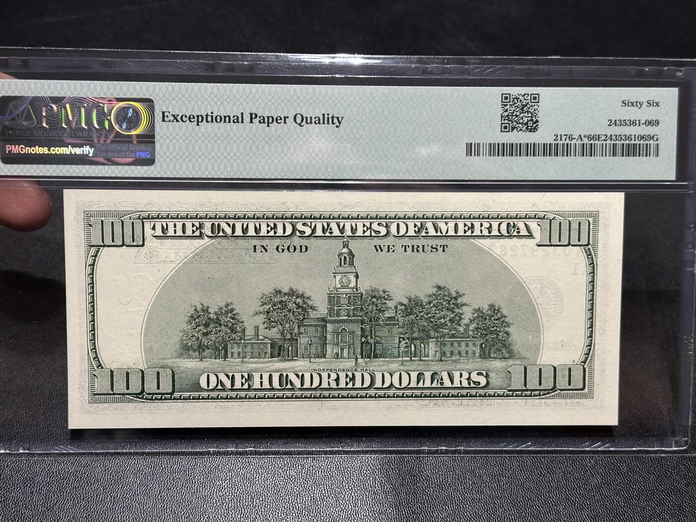 《外钞收藏家》第五百八十八期（优质场）（本平台长期征集拍品、欢迎藏友们联系合作） 1999年美国大头版100美元 PMG66 补号