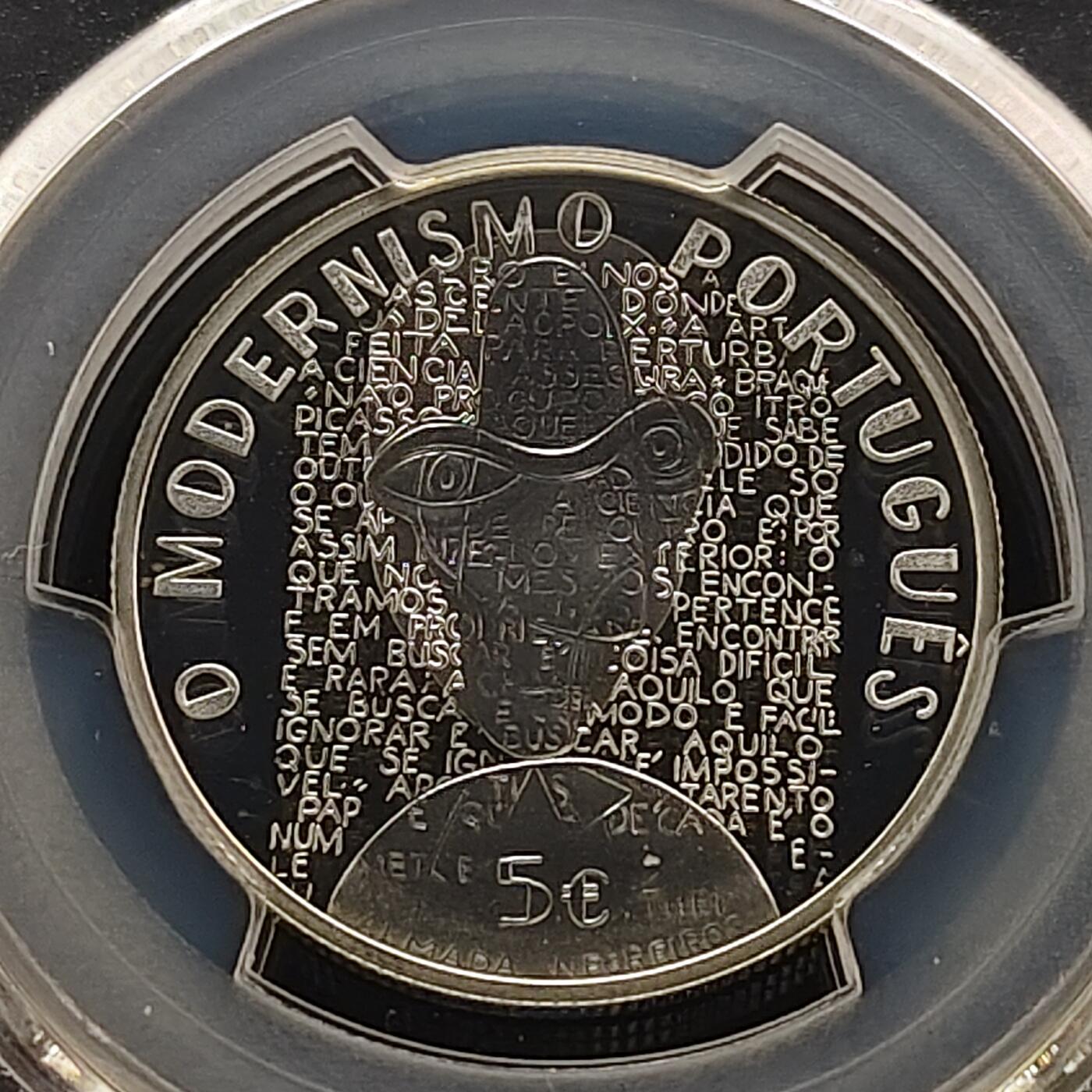 【全场包邮】纯粹捡漏拍481场（免费代拍第18场） 【少见】葡萄牙2016年5欧元现代主义精制纪念银币-量7500-PCGS PR69 DCAM