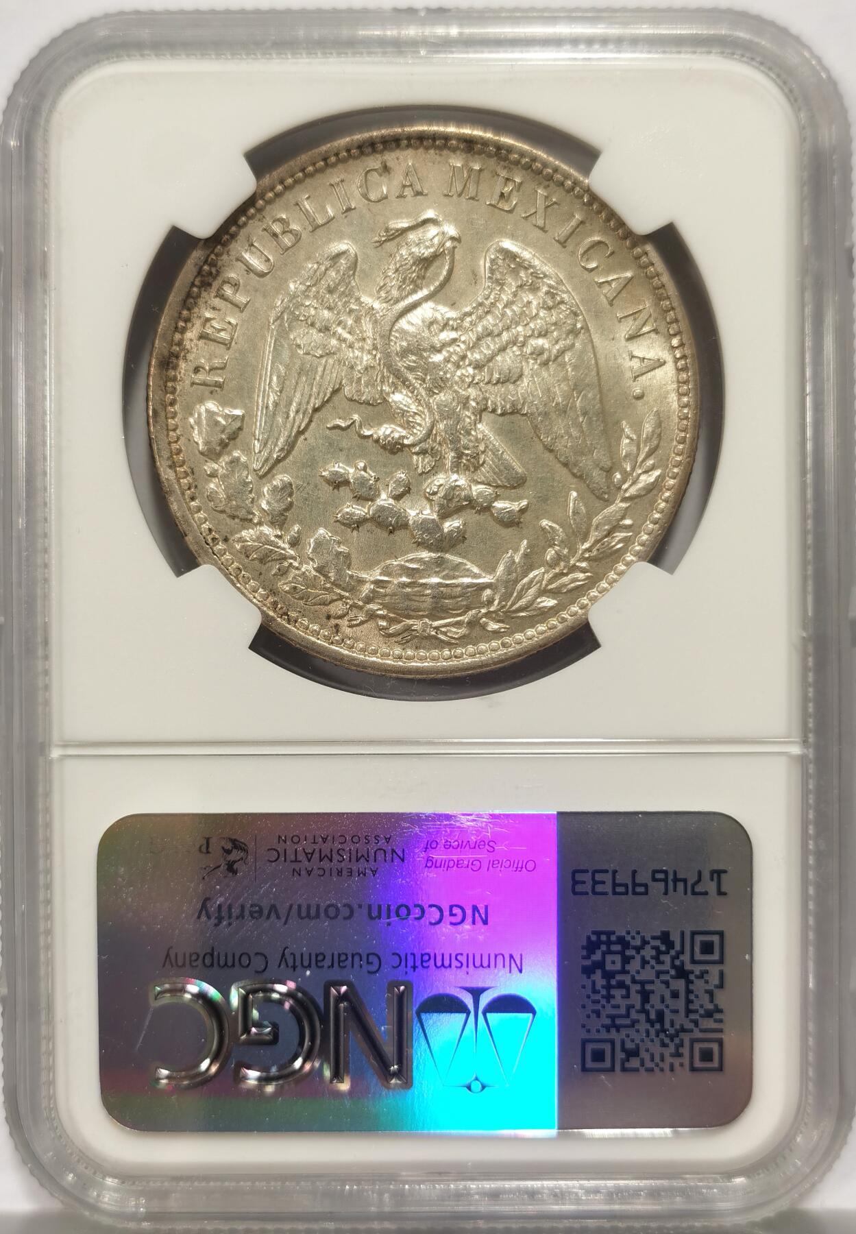 博洋堂世界钱币拍卖第149期（全场包邮） NGC UNC 墨西哥1898年MO AM版直边鹰洋后铸版