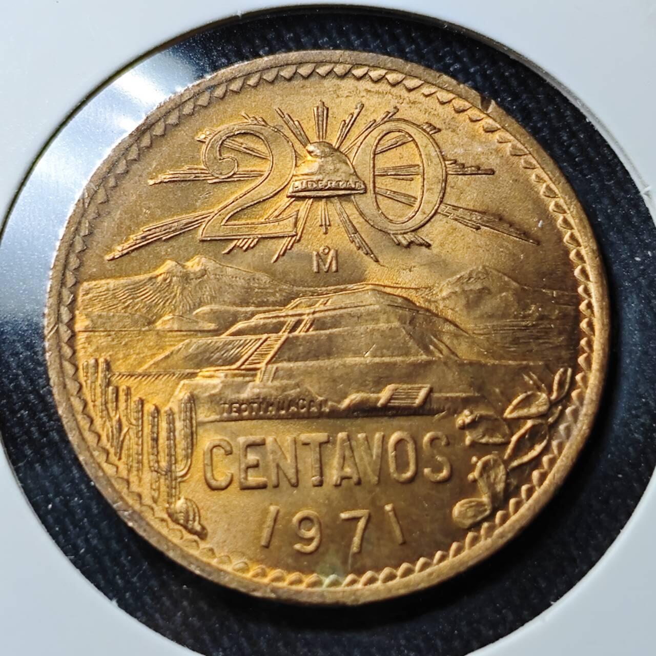 KK钱币收藏小铺 （套币 好品/批量散币 银币）专场  2月预留时间 周末发货   1971墨西哥20分铜币 好品