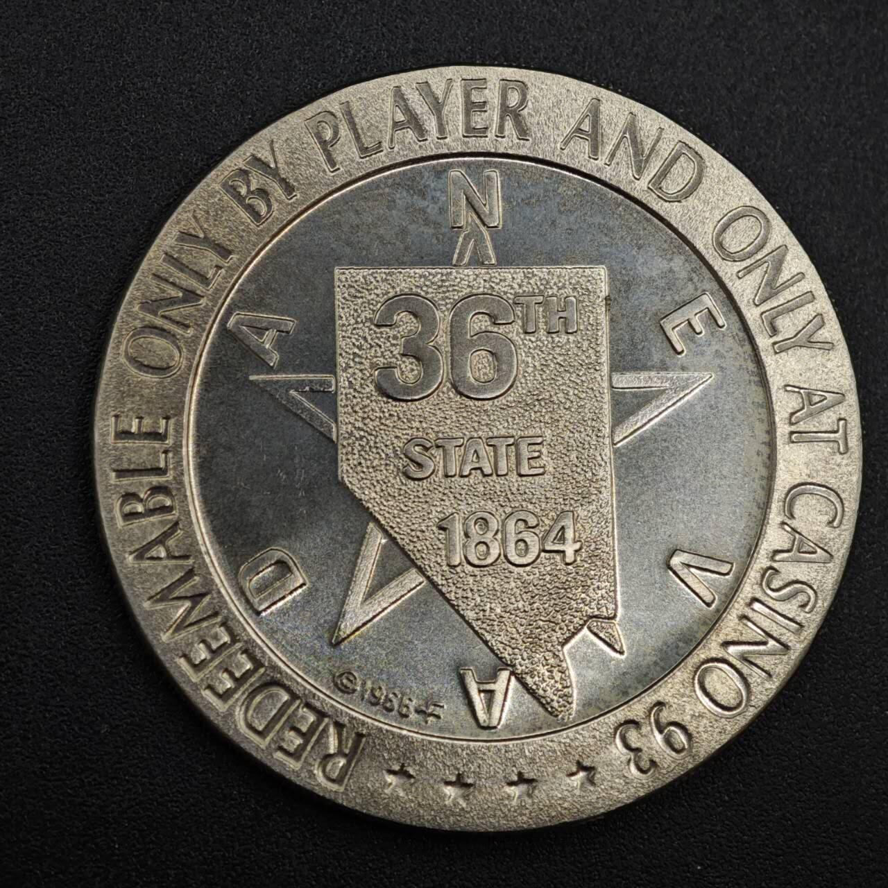 【淘币小摊】实时拍第八百一十拍   散币场   满百包邮可预留二周 每周一统一发货   美国内华达州1966年93号赌市一美元代币原光好品