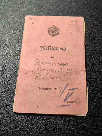 靖甫拍卖第十二场 - 帝德士兵证1917签发 内含战后法国签发的边境签证 得主曾获二铁