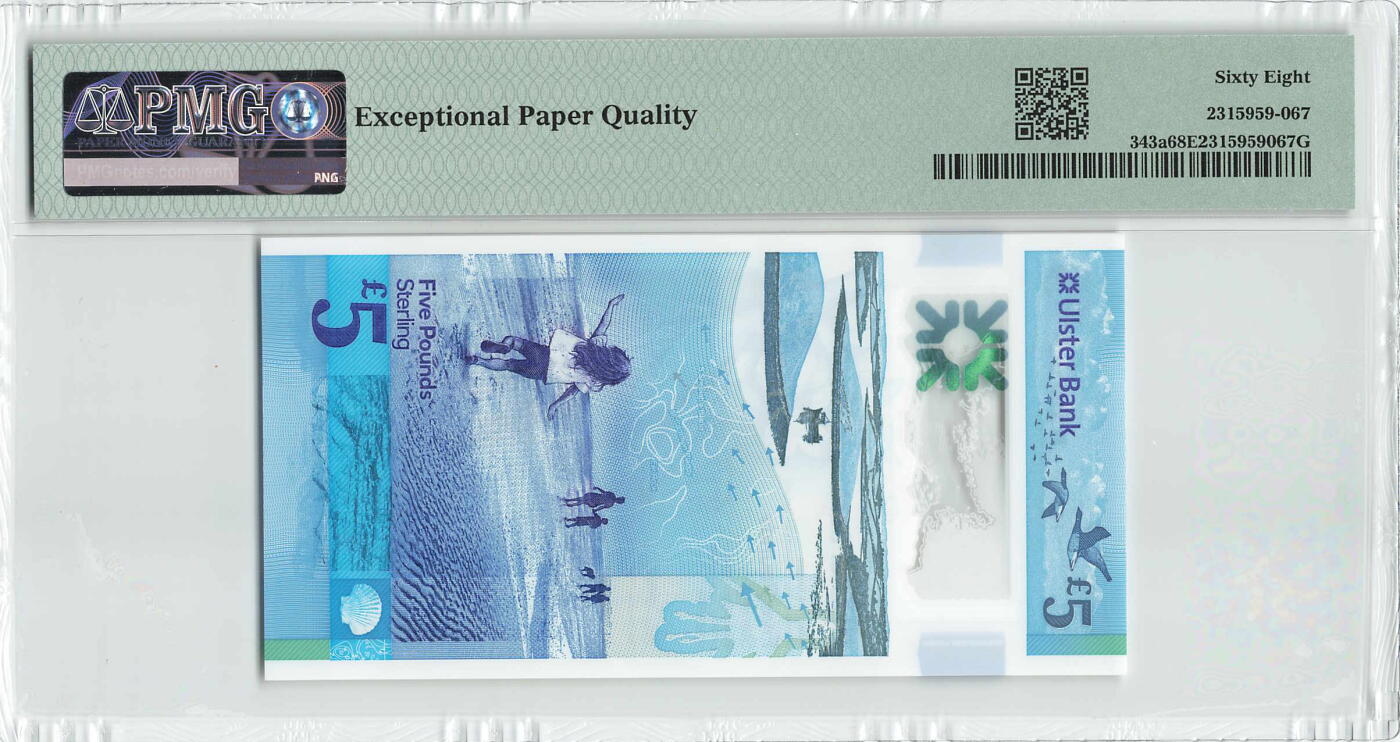 小福收藏拍卖第196期 评级币精选场 本期有68分倒置号布隆迪世界最大纸币 泰国69年10铢纪念钞0A冠百位倒置号  文莱06年500吉令特首年首冠 丹麦经典大松鼠 俄罗斯 玻利维亚 东加勒比 亚美尼亚等多国精美高分珍稀老钞精品纸币 北爱尔兰 2018年 5镑 塑料钞 AA冠 PMG68 EPQ