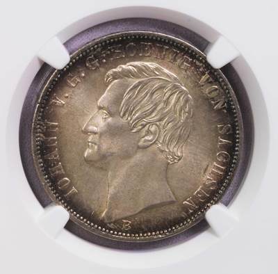 NGC-MS64 1866萨克森双狮泰勒 环彩原光 - NGC-MS64 1866萨克森双狮泰勒 环彩原光
