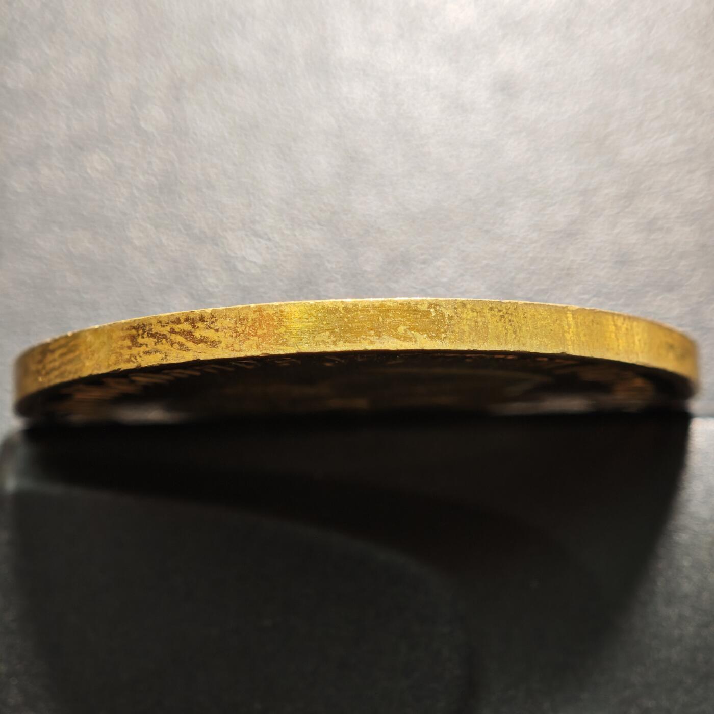 【德藏】世界币章拍卖第155期（拍品征集中~欢迎藏友联系） 1923年 德国德紧威斯特法伦10000马克镀金大马币 原盒原说明 全套包装非常少见 直径约：44.5mm；重约：31.5g