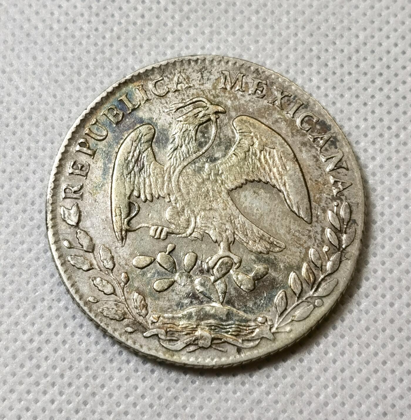 甄臻铺-世界币章拍卖（第40期）送拍享返佣金等优惠多多 1880年GO墨西哥花边鹰洋，“SB”标趣味十足，无戳好品，彩色包浆很漂亮