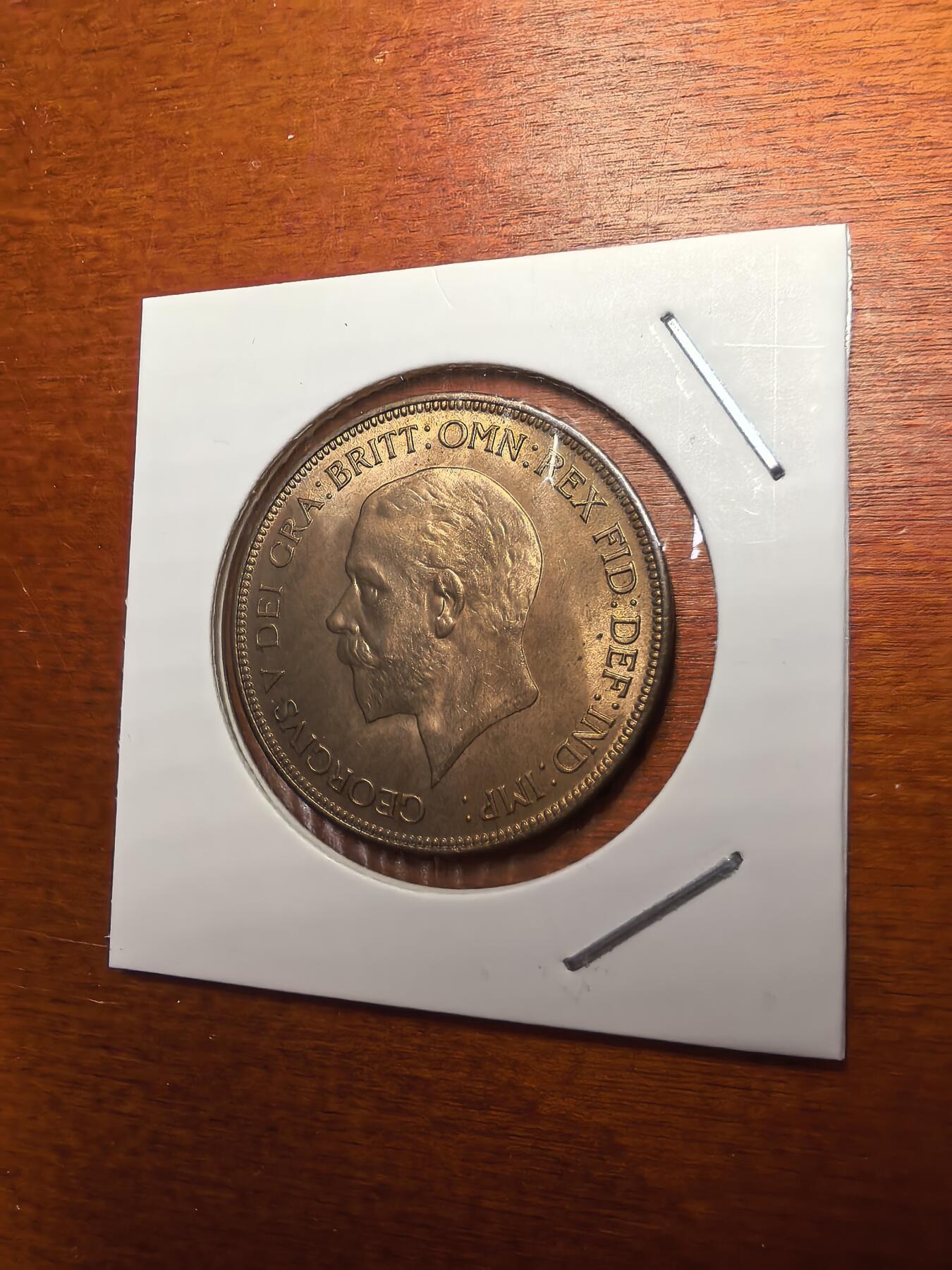 长老汇蛇年精选第七十九场拍卖 1935英国乔治五世1便士铜币，透打，未流通品，逆天的红光，克书价高