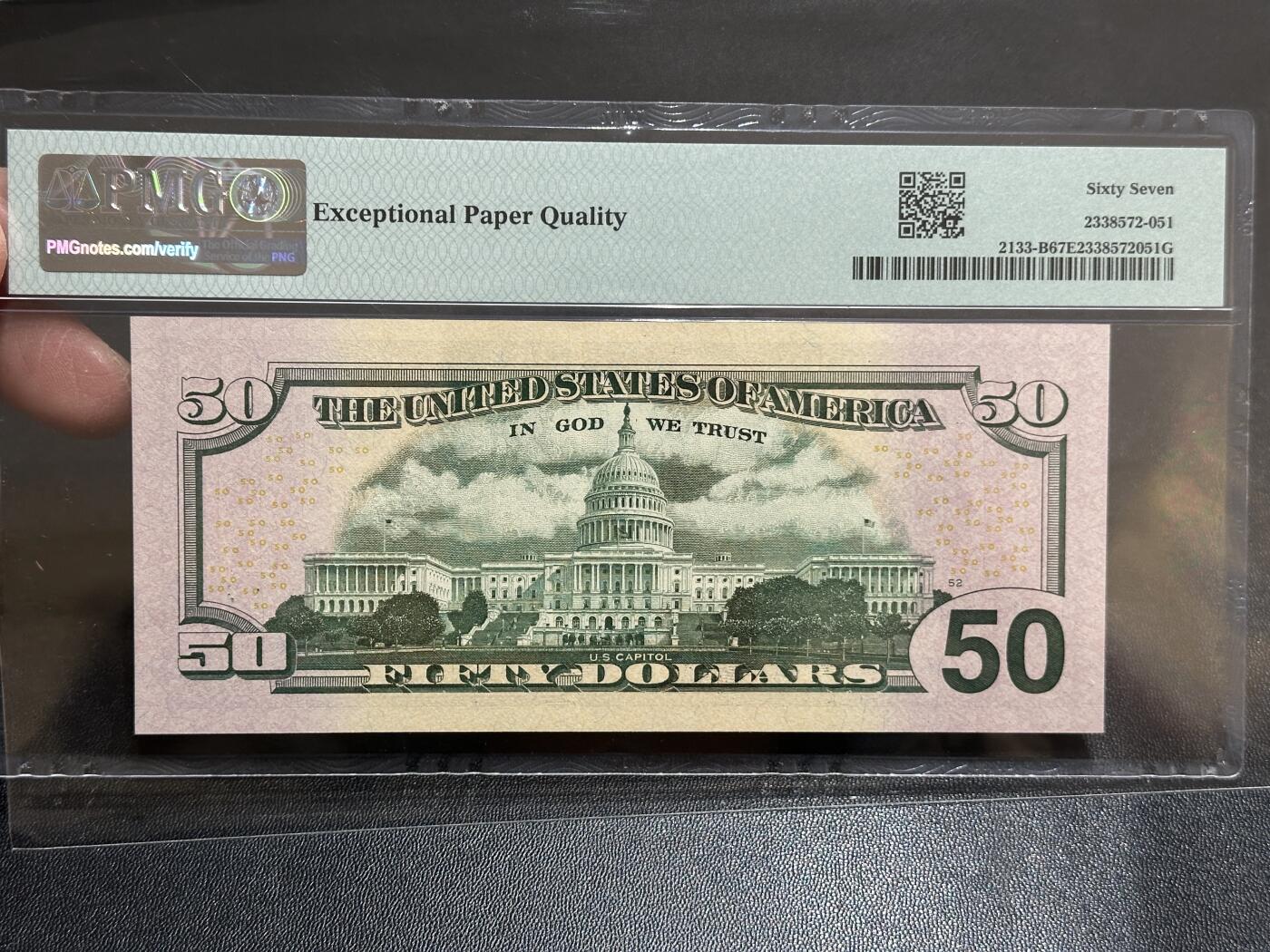 《外钞收藏家》第五百八十八期（优质场）（本平台长期征集拍品、欢迎藏友们联系合作） 2017年美国彩版50美元 PMG67 尾618