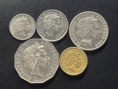 邮泉阁限时拍卖第三十七场 英国殖民地、属地硬币专场（硬币在国外。请付邮费6元。） - 澳大利亚老年版5枚