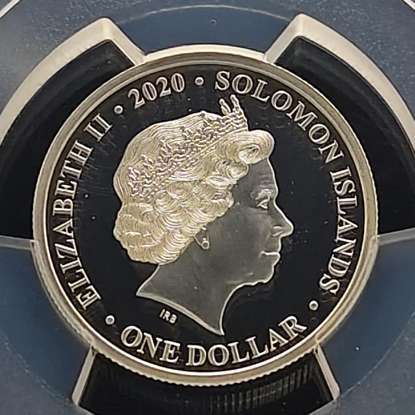 【全场包邮】纯粹捡漏拍481场（免费代拍第18场） 所罗门群岛2020年1元欧洲胜利日75周年彩色精制纪念银币-PCGS PR69 DCAM