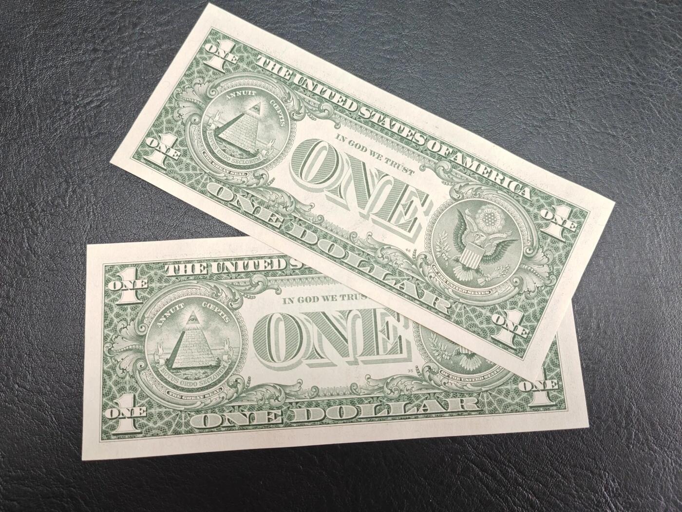 美国纸币 1988年 A 1美元 B区 直板 微瑕 单价