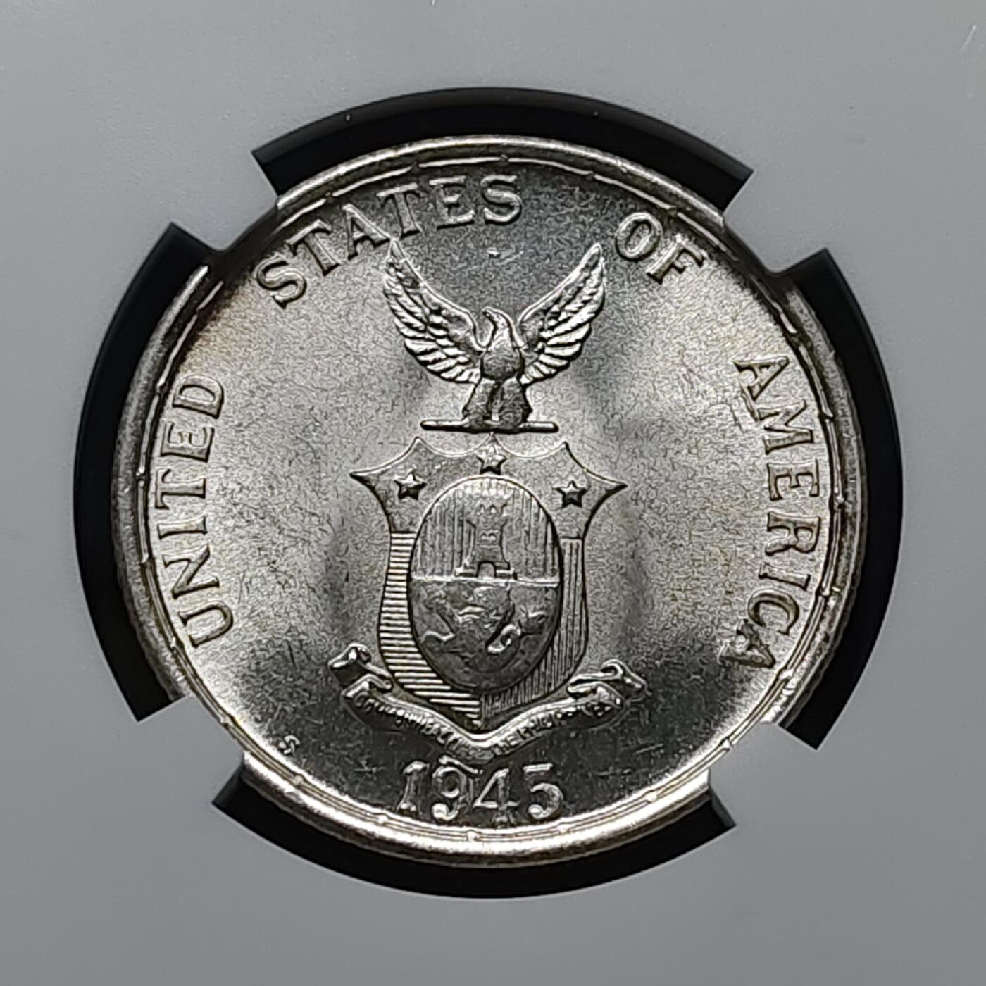 【全场包邮】纯粹捡漏拍481场（免费代拍第18场） 美属菲律宾1945年打铁女神50分银币-NGC MS62