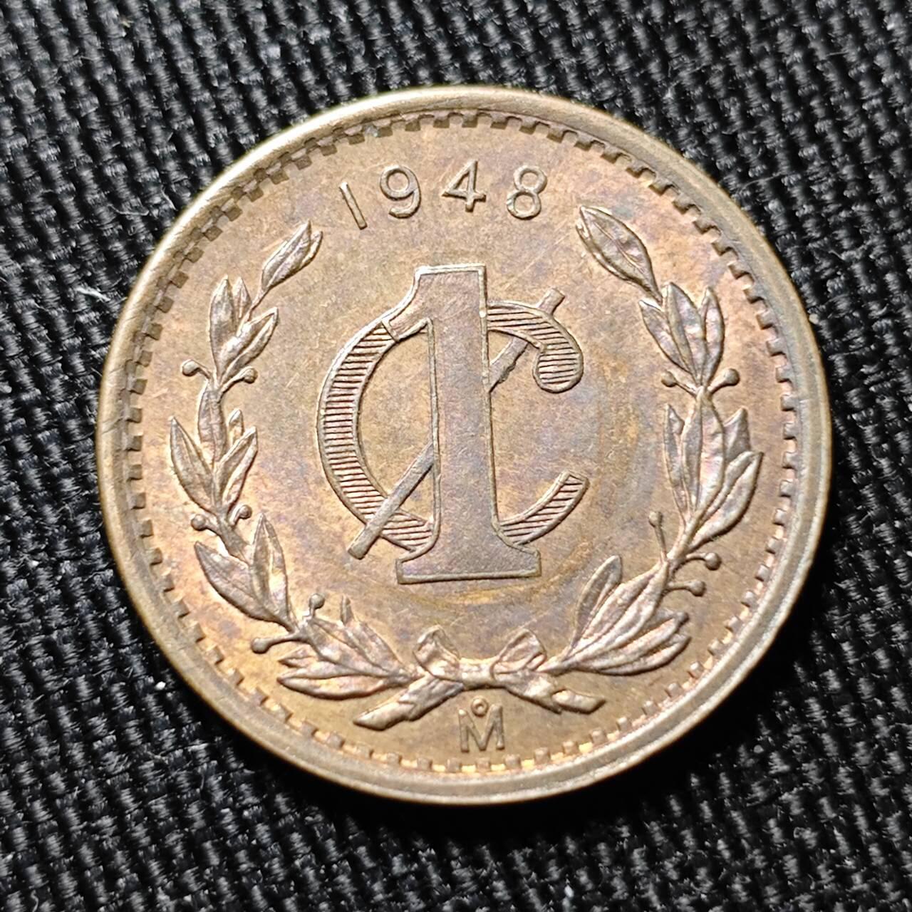 KK钱币收藏小铺 （套币 好品/批量散币 银币）专场  2月预留时间 周末发货  1948墨西哥1分铜币 好品