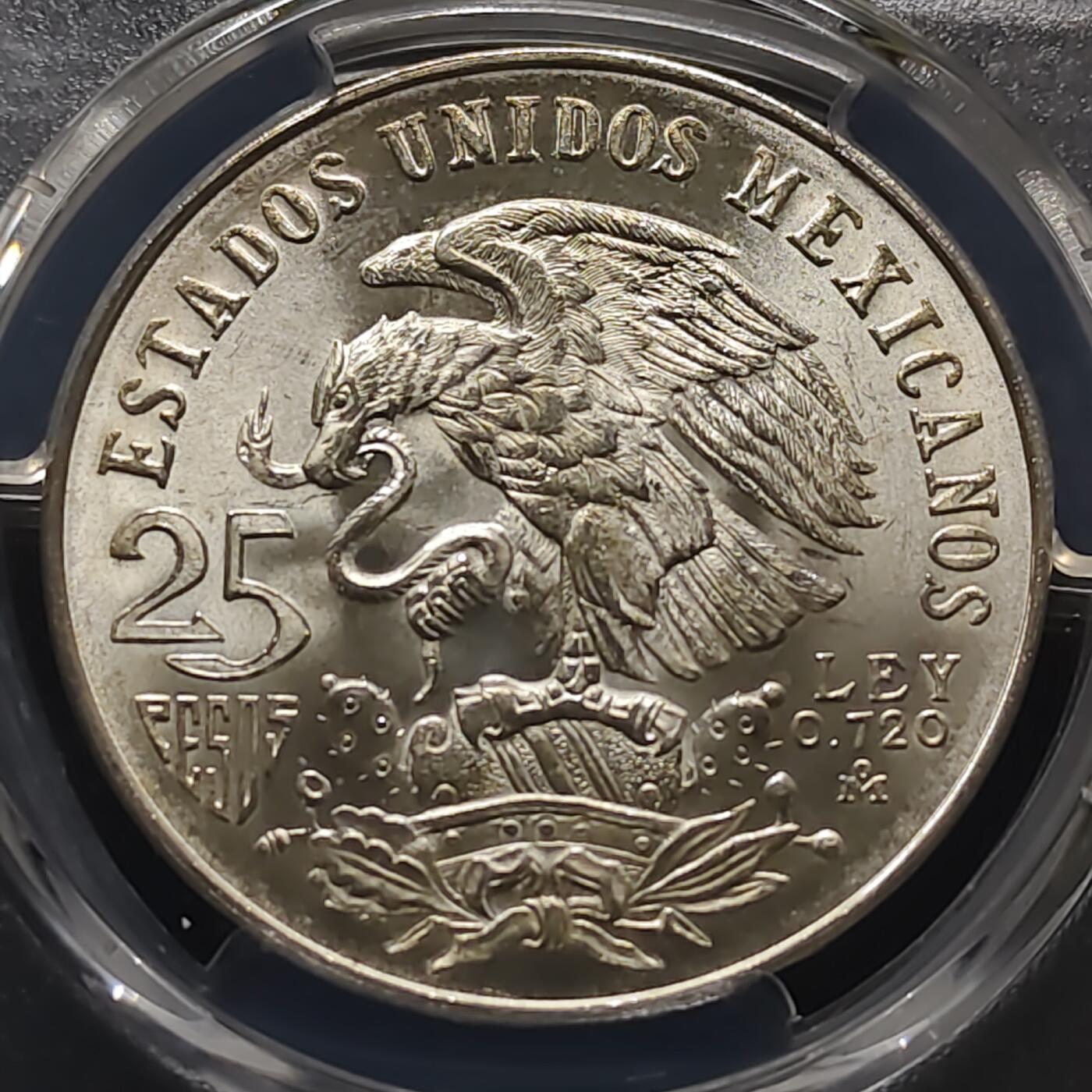 【全场包邮】纯粹捡漏拍481场（免费代拍第18场） 墨西哥1968年25比索奥运会（38毫米22.5克）纪念银币-PCGS MS66