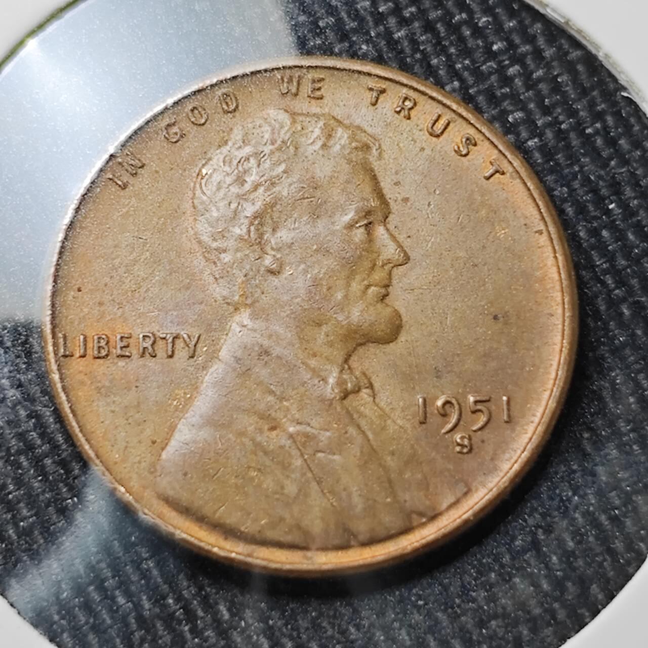 KK钱币收藏小铺 （套币 好品/批量散币 银币）专场  2月预留时间 周末发货   1951美国麦穗一分铜币 S厂 好品