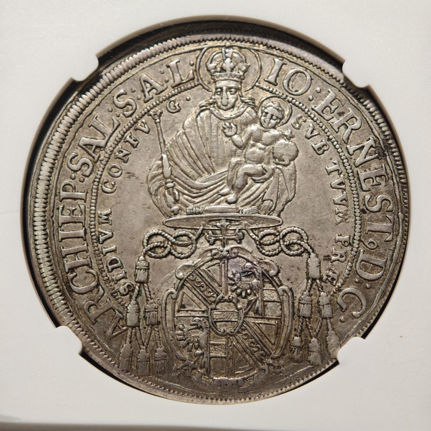 【德藏】世界币章拍卖第155期（拍品征集中~欢迎藏友联系） 1702年 神圣罗马帝国萨尔茨堡泰勒大银币 NGC AU 原味包浆 状态安逸