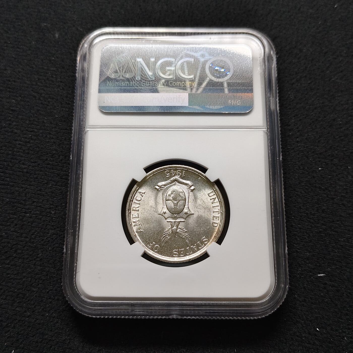 【全场包邮】纯粹捡漏拍481场（免费代拍第18场） 美属菲律宾1945年打铁女神50分银币-NGC MS62