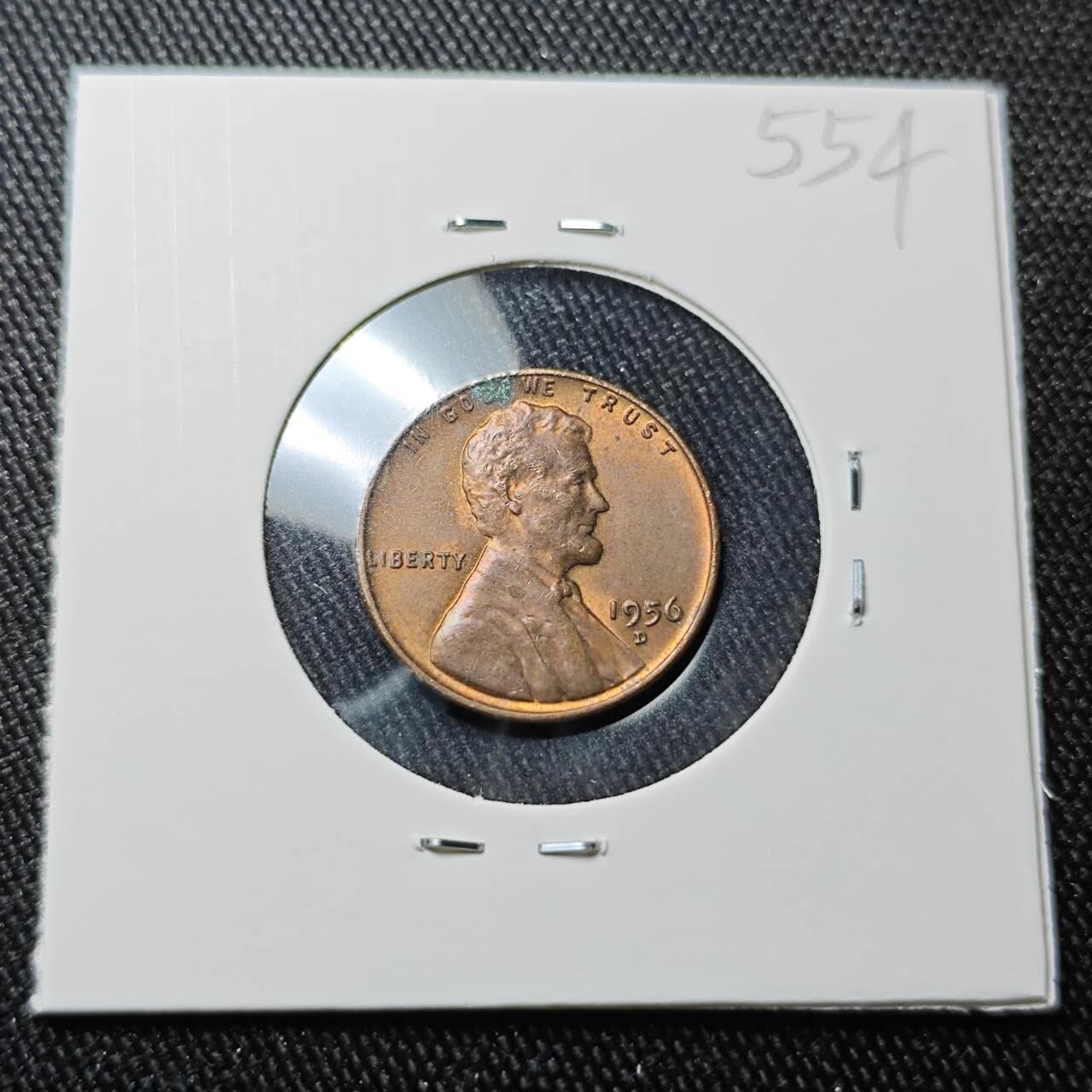 KK钱币收藏小铺 （套币 好品/批量散币 银币）专场  2月预留时间 周末发货   1956美国麦穗一分铜币 D厂 好品