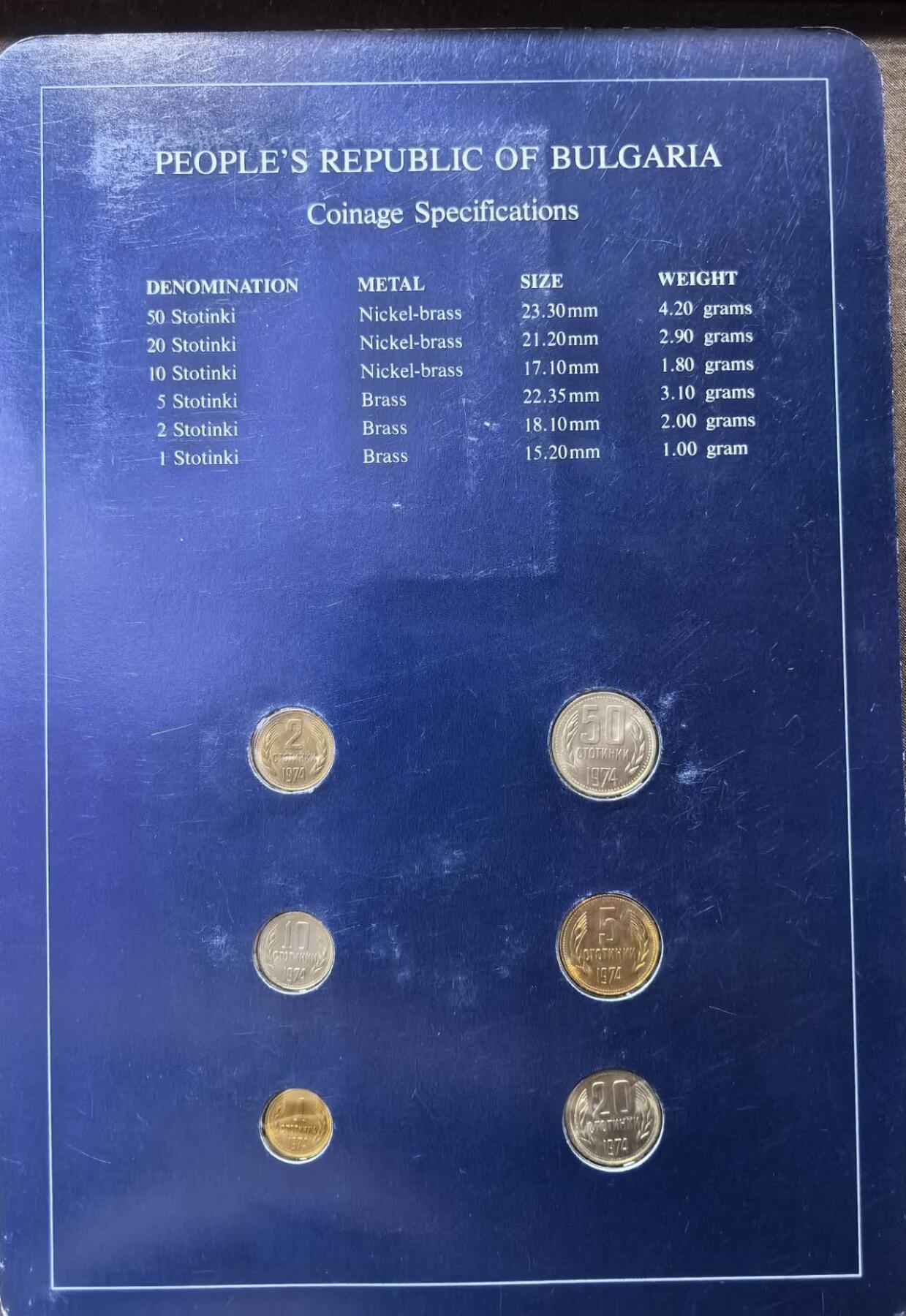 北京马甸外国币专卖第147期，外国币专场，陆续上拍，欢迎关注 福兰克林卡装：保加利亚1974年版套币