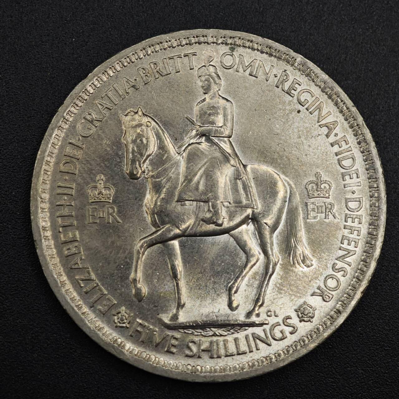 【淘币小摊】实时拍第八百一十拍   散币场   满百包邮可预留二周 每周一统一发货   英国1953年女王加冕5先令纪念币