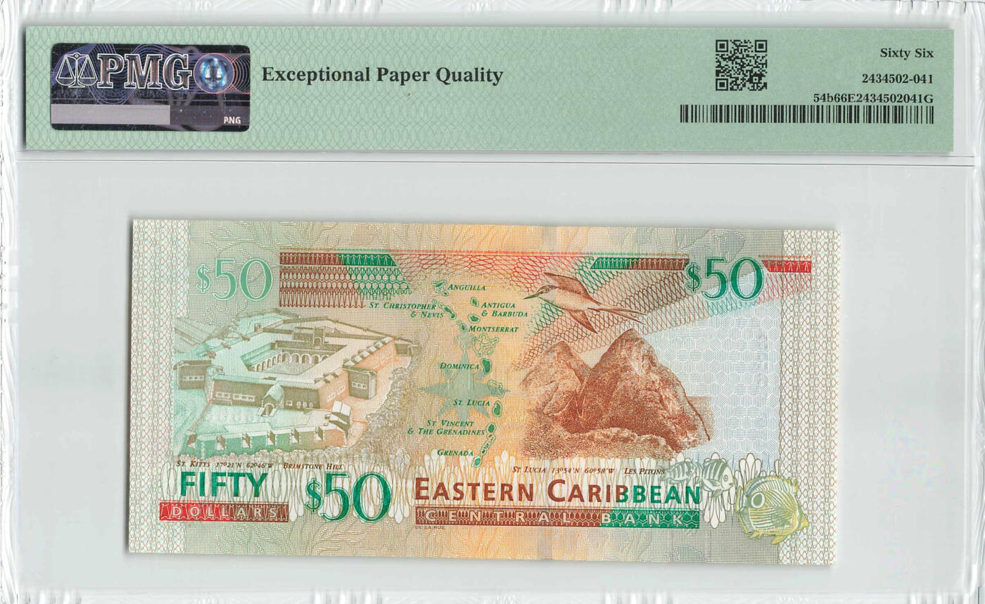 小福收藏拍卖第196期 评级币精选场 本期有68分倒置号布隆迪世界最大纸币 泰国69年10铢纪念钞0A冠百位倒置号  文莱06年500吉令特首年首冠 丹麦经典大松鼠 俄罗斯 玻利维亚 东加勒比 亚美尼亚等多国精美高分珍稀老钞精品纸币 东加勒比 2015年 50元 有盲文宽安全线版 靓号656500 PMG66 EPQ