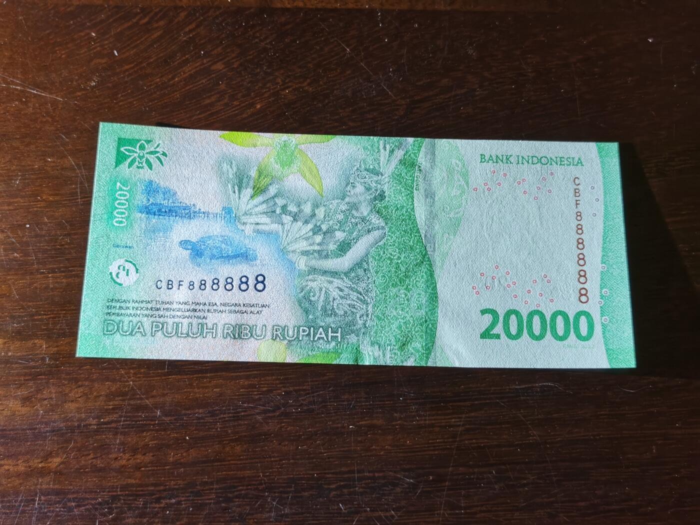 甄臻铺-世界币章拍卖（第40期）送拍享返佣金等优惠多多 通天号888888，印度尼西亚纸币，此品种和号码全网罕有，不容错过