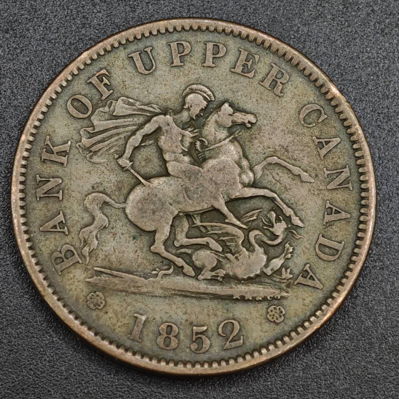 【淘币小摊】实时拍第八百一十拍   散币场   满百包邮可预留二周 每周一统一发货   上加拿大1852年马剑一便士铜币代币