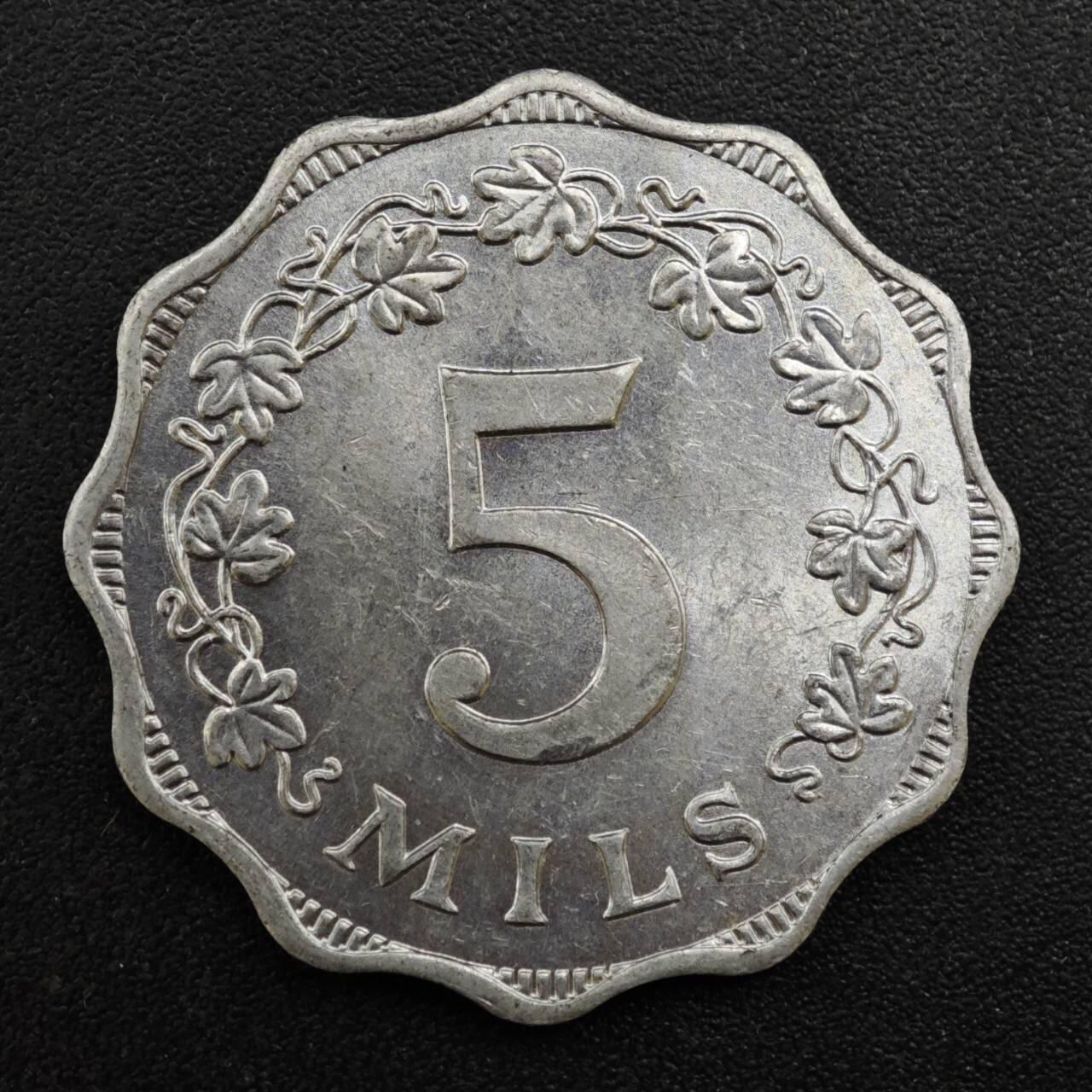 【淘币小摊】实时拍第八百一十拍   散币场   满百包邮可预留二周 每周一统一发货   马耳他1972年5米尔铝币