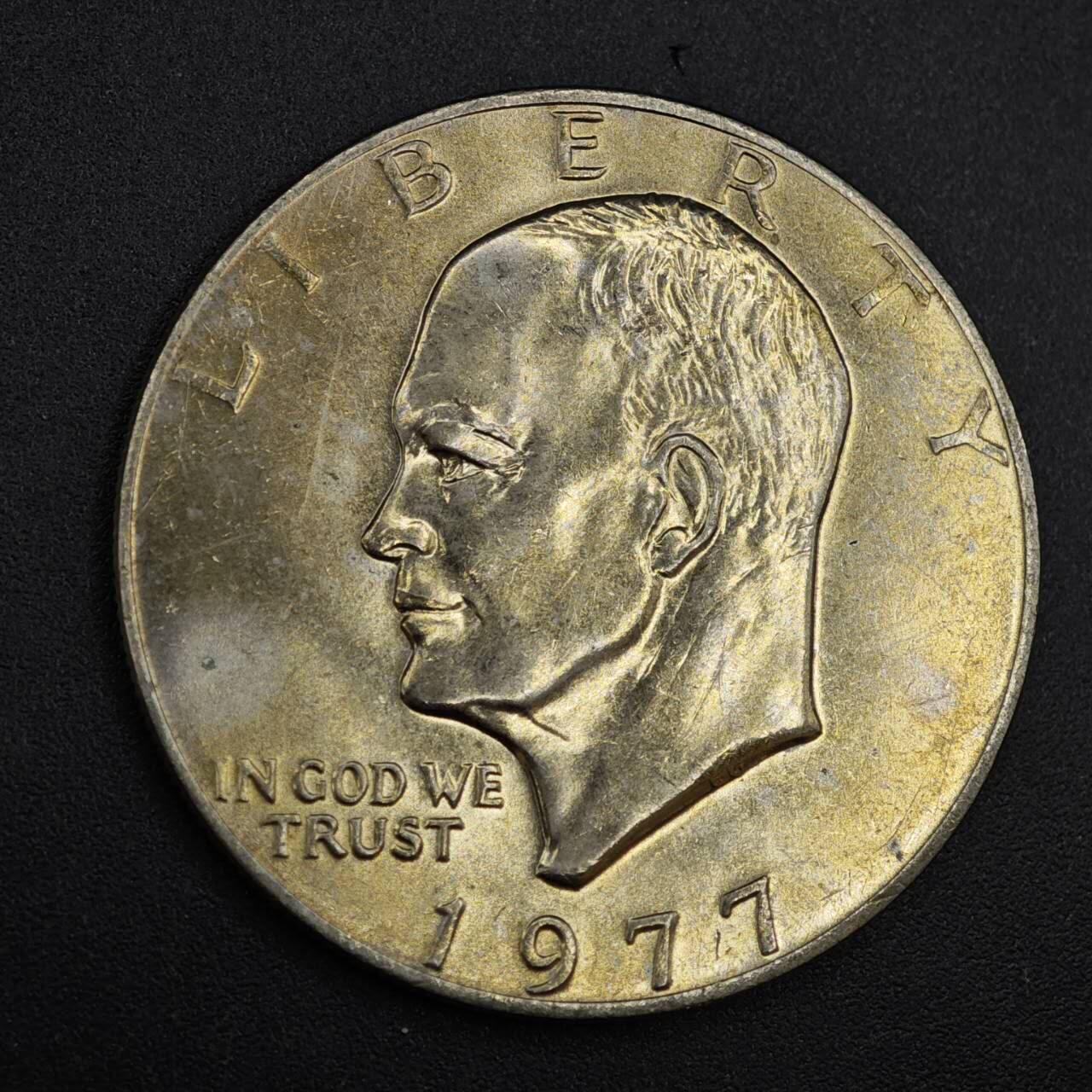 【淘币小摊】实时拍第八百一十拍   散币场   满百包邮可预留二周 每周一统一发货   美国1977年月球鹰一元原光品