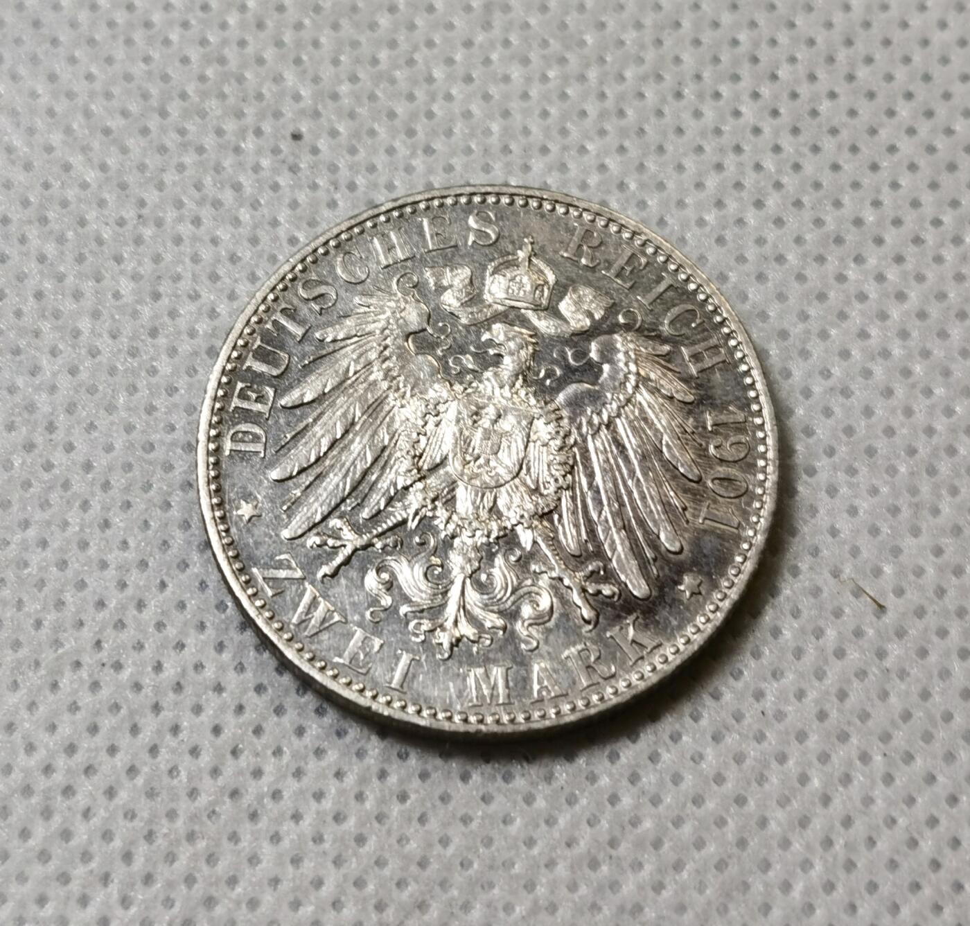 甄臻铺-世界币章拍卖（第40期）送拍享返佣金等优惠多多 1912年德国普鲁士建国200周年2马克纪念银币，细节清晰