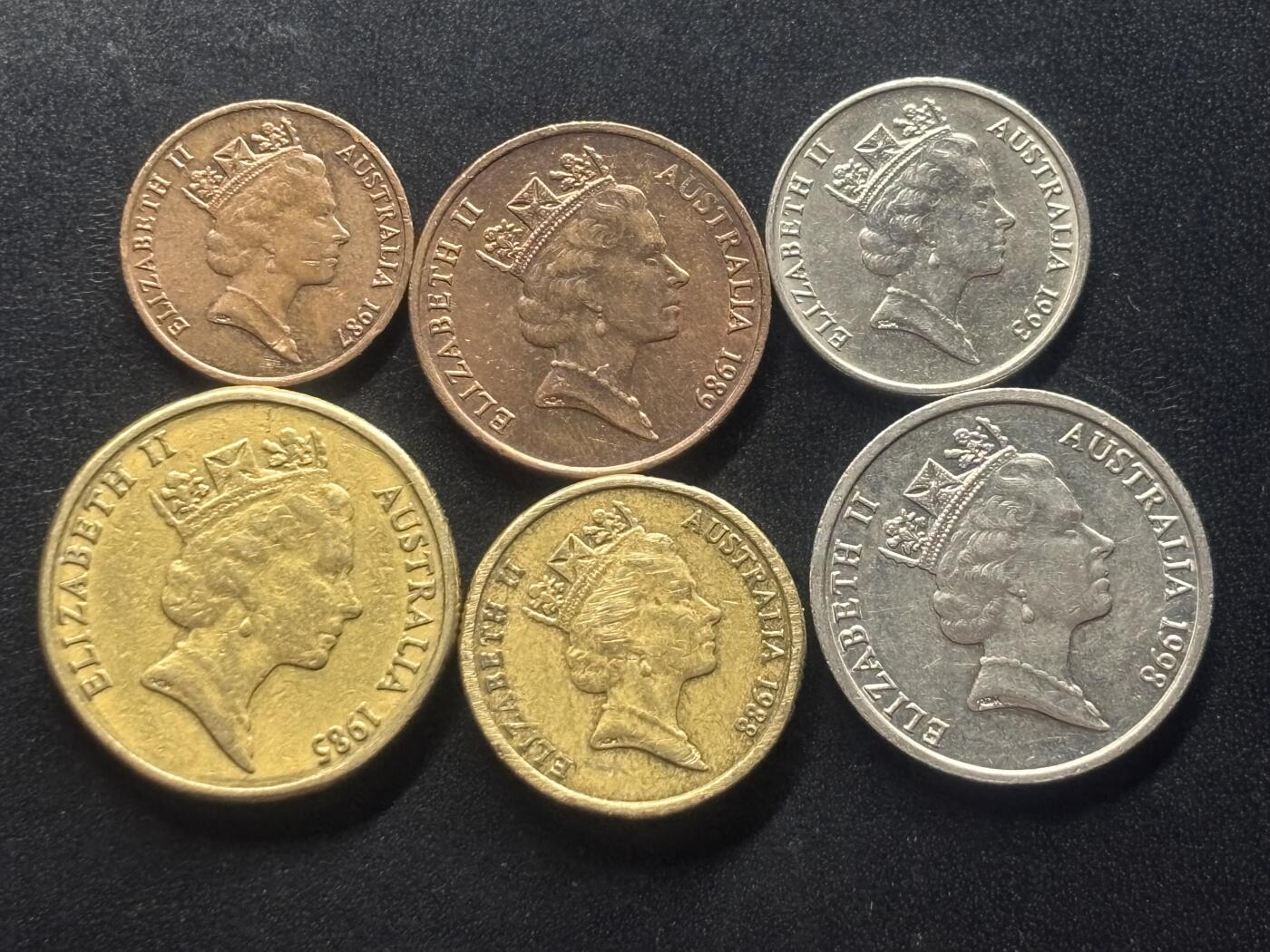 邮泉阁限时拍卖第三十七场 英国殖民地、属地硬币专场（硬币在国外。请付邮费6元。） 澳大利亚中年版6枚