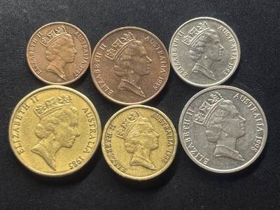 邮泉阁限时拍卖第三十七场 英国殖民地、属地硬币专场（硬币在国外。请付邮费6元。） - 澳大利亚中年版6枚