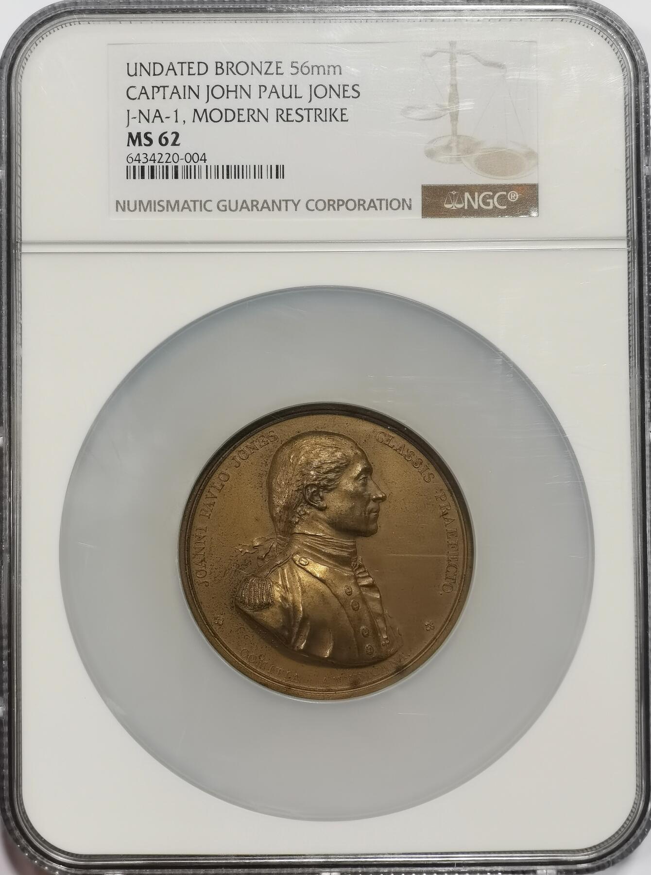 博洋堂世界钱币拍卖第149期（全场包邮） NGC MS62 英国复刻1779年弗兰伯勒角海战纪念巨大镀金铜章，超高浮雕56mm巨大款，这一系列镀金章如果是原铸得几万成交价。这枚是二战时期复刻的。