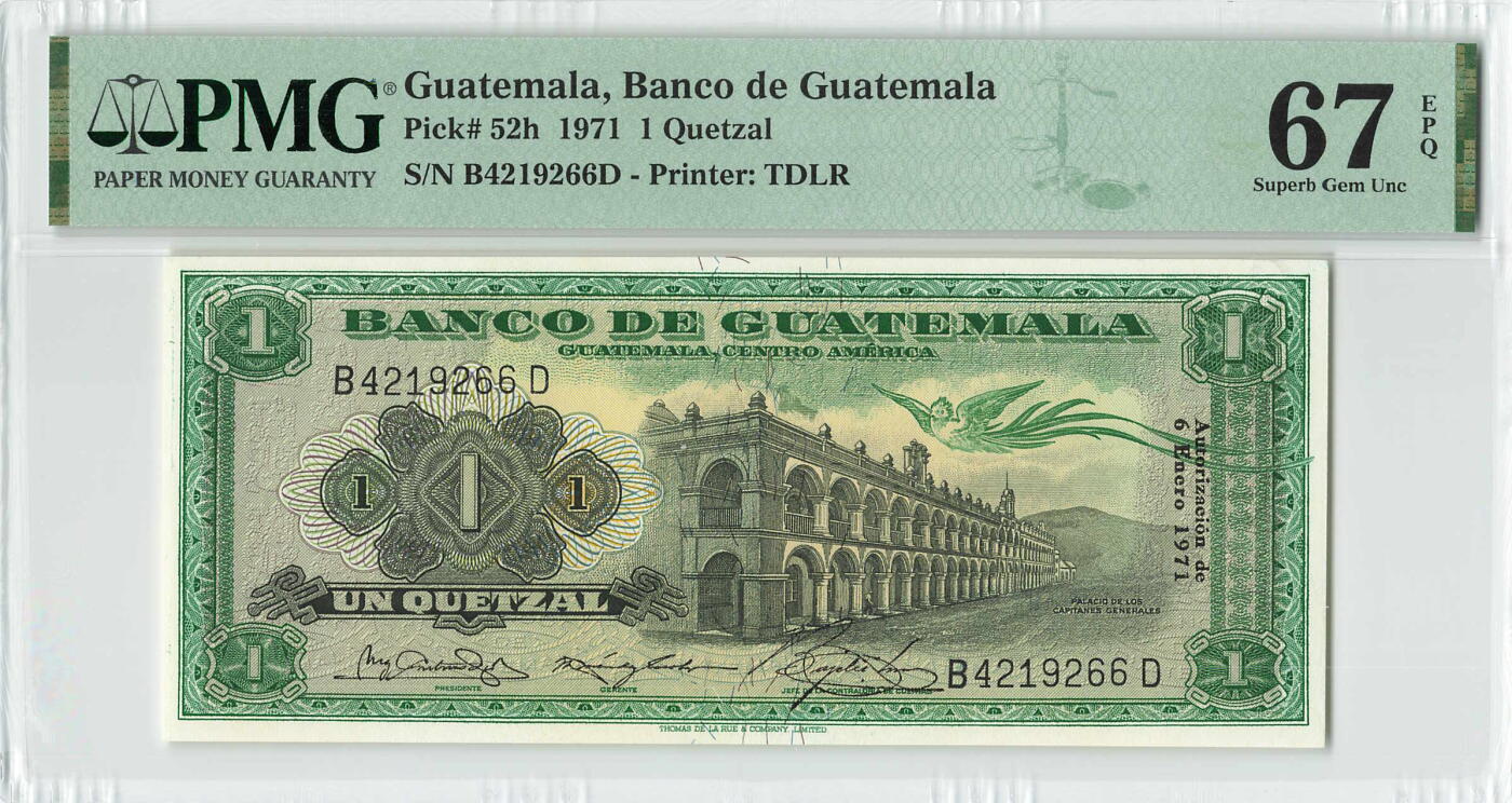 小福收藏拍卖第196期 评级币精选场 本期有68分倒置号布隆迪世界最大纸币 泰国69年10铢纪念钞0A冠百位倒置号  文莱06年500吉令特首年首冠 丹麦经典大松鼠 俄罗斯 玻利维亚 东加勒比 亚美尼亚等多国精美高分珍稀老钞精品纸币 危地马拉 1971年 1格查尔 少见  双尾 PMG67 EPQ 冠军分！！！