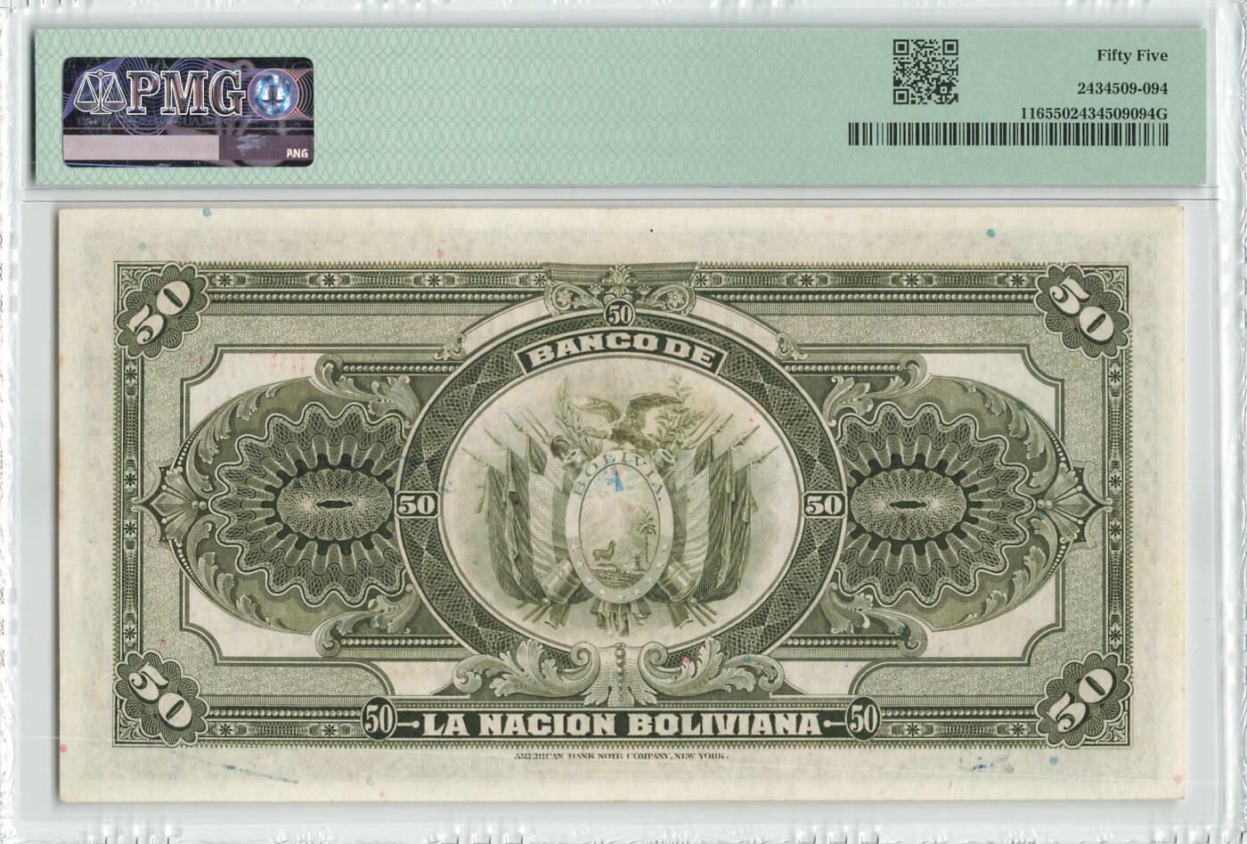 小福收藏拍卖第196期 评级币精选场 本期有68分倒置号布隆迪世界最大纸币 泰国69年10铢纪念钞0A冠百位倒置号  文莱06年500吉令特首年首冠 丹麦经典大松鼠 俄罗斯 玻利维亚 东加勒比 亚美尼亚等多国精美高分珍稀老钞精品纸币 玻利维亚 1929年 50玻利维亚诺 罕见 A冠 千位号 PMG55