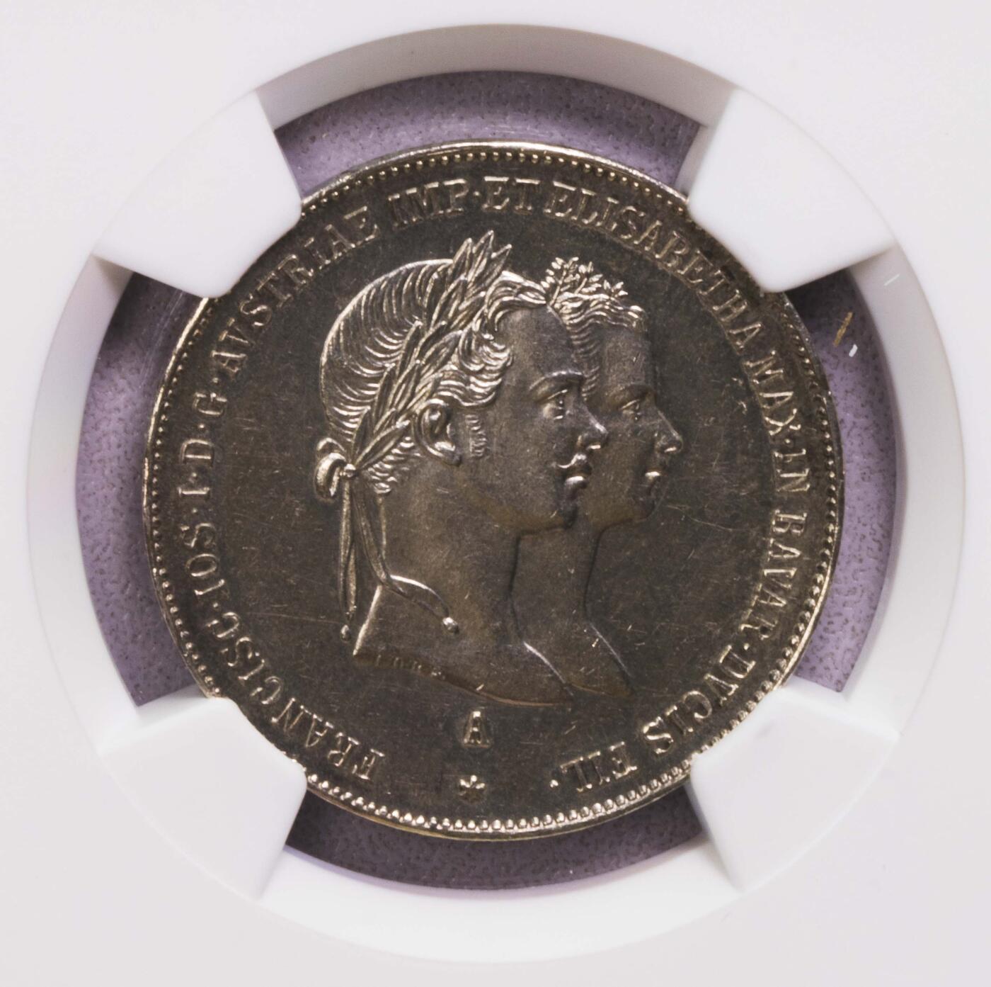 NGC-MS61 1854奥地利茜茜公主1盾结婚纪念银币